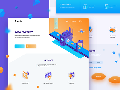 Data Factory. Landing Page data factory icon icons illustration isometric landing landing page parallax ui ux vector web