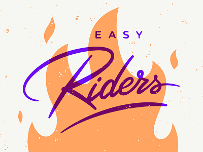 Easy Riders branding design fire illustration lettering logo overlay riders team texture typography vector