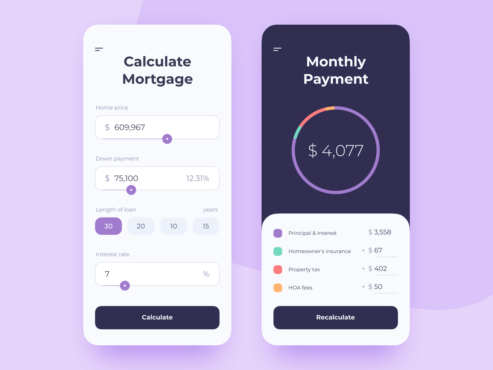 Mortgage Calculator By Anton Zaderaka For Easy Riders On Dribbble