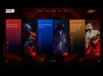 Japanese drum show: drop down menu ui web design