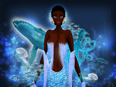 Yemanyá Yoruba Goddess of the Sea afrocuban black cuba eleggua fashion goddess illustration orisha religion sea yemanya