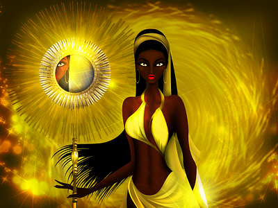 Oshun Yoruba Goddess of Beauty, The Sun and Gold afrocuban black cuba eleggua fashion gold illustration model orisha oshun religion santeria yellow