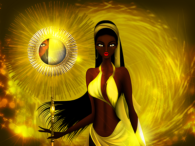 Oshun Yoruba Goddess of Beauty, The Sun and Gold afrocuban black cuba eleggua fashion gold illustration model orisha oshun religion santeria yellow