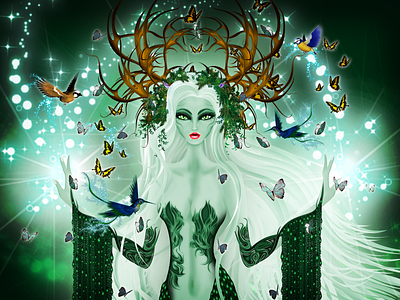 Goddess of Harvest "Demeter" deer demeter fashion garden goddess green illustration myth mythical creature nature nature illustration persefone
