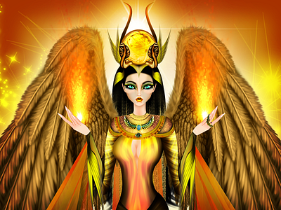 Egyptian Goddess Isis design egypt egyptian goddess gold illustration isis ra sphinx wings
