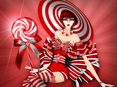 Gemini Mint Candy Pin Up candy candy cane fashion horoscope illustration mint minted model pinupgirl sugar sweet