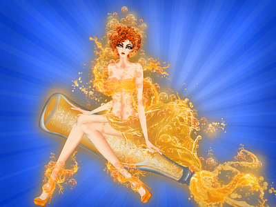 Piscis Soda Pinup Girl bottle fashion horoscope illustration model orange soda sparkling water sugar