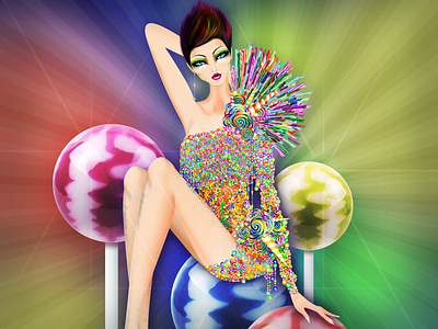 Cancer Candy Pinup girl candy candycouture dulce fashion horoscope illustration lollipop model paleta sugar sweet
