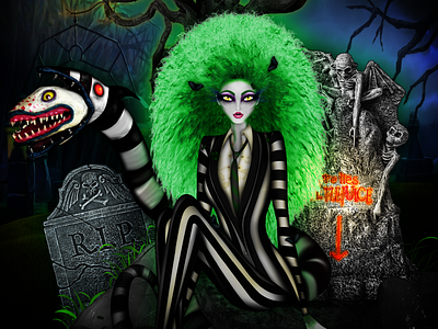 Beetlejuice Happy Halloween!! beetlejuice cemetery corpse creeper creepy ghost illustration spooky timburton zombie