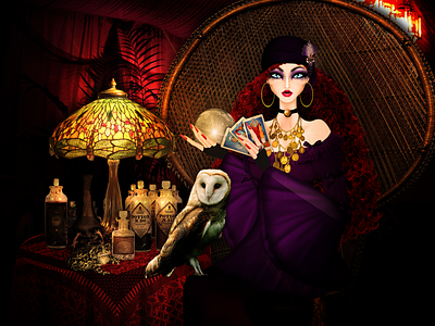 Gypsy Fortune Teller divination esoteric fashion fortune teller gypsy illustration magic model tarot tarot reader