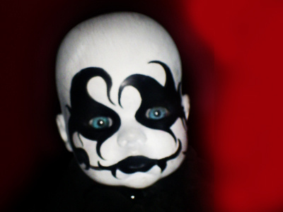 Zombolino Doll art circus clown doll makeup mime terror