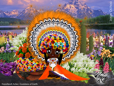 Tlazolteotl Goddess of Dirth and Rebirth aztec flowers huitz leyend mayan mexico mithology tlaloc xochimilco