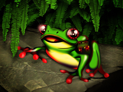 Rubeta Frog amphibious art exotic frog illustrtion jungla jungle rainforest rana rubeta selva tropical