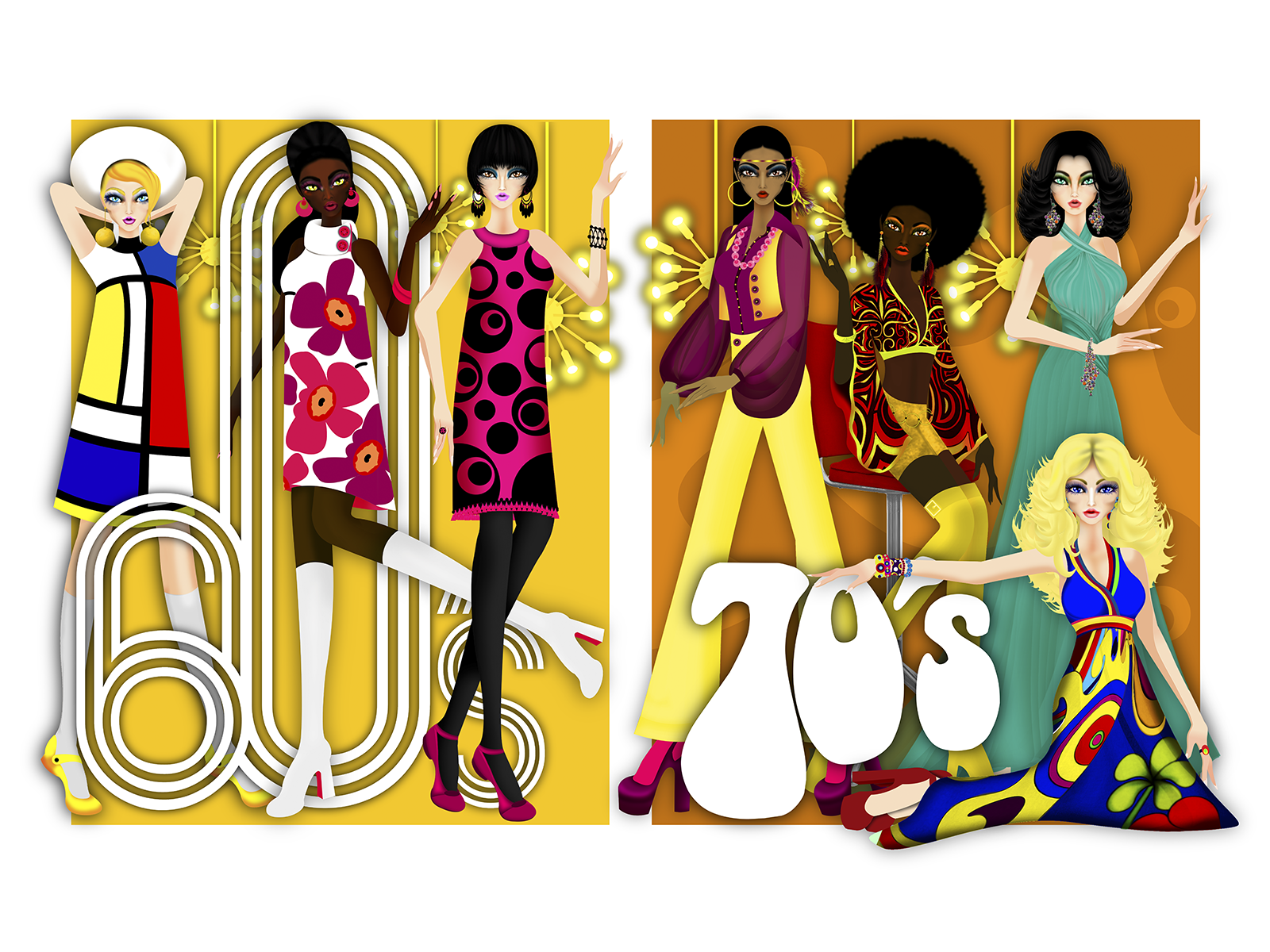 Fashion Style Illustration Historical 1960 s-70´s by Jorge Ochoa on ...