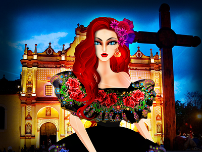 Mexico National Costume Illustration "Chiapas" chiapas fashion folklore graphic graphic design illustration mexico model