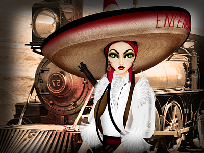 Mexico´s National Costume "Adelita" adelaide chihuahua design fashion illustration mexico model revolution train vintage