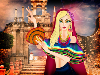 Mexico´s National Costume Series 9-12 "Sinaloa" design digitalart fashion fashionillustrarion folklore graphic mexico model sinaloa traditional