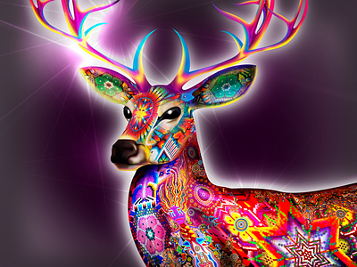 Kauyumari the Deer God Huichol God color deer deer head deer illustration design folklore god huichol illustration mexico mystic nayarit religion