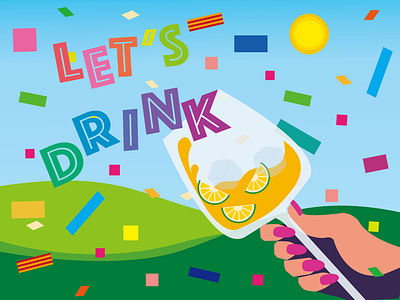 Let's Drink For Summer artwork colorful cute energetic graphic design illustration poster art summer