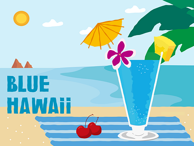 Blue Hawaii artwork beach blue colorful cute graphic design hawaii illustration summer