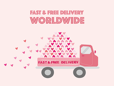 Free Delivery artwork colorful cute delivery truck design graphic design heart illustration love pink truck