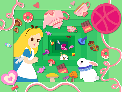 Dribbble first shot aliceinwonderland colorful cute dribbble firstshot illustration sweets