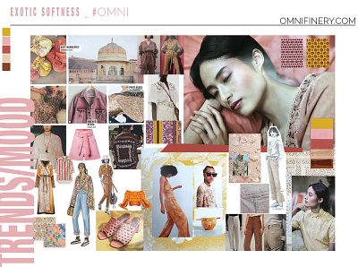 Exotic Softness | Spring Summer 2021 | Omnifinery.com colour palette design exotic fashion fashion design fashion illustration feminine feminine design illustration inspiration moodboard oriental paisley trends trends 2021 trendy