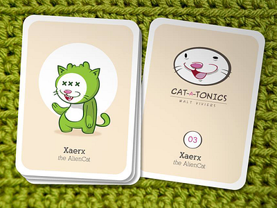 Cat-A-Tonics: Xaerx alien card cat character chibi cute freaky illustration illustrator logo vector