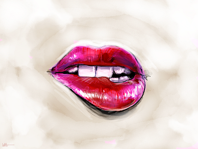 Bite Me digital art gloss illustration juicy lips photoshop teeth woman