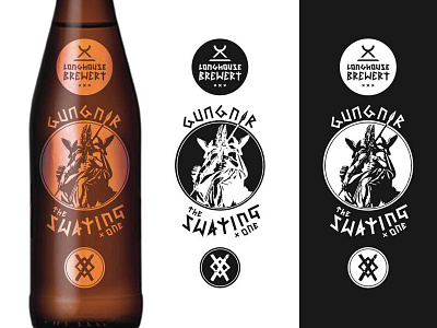Longhouse Brewery 1 colour beer branding brewery character illustration label logo