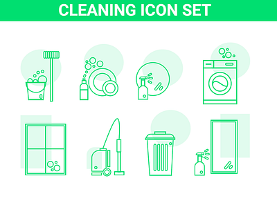 Cleaning icon set clean home cleaning design household illustration logo mess mobile ui ui design ui designer ux design vector