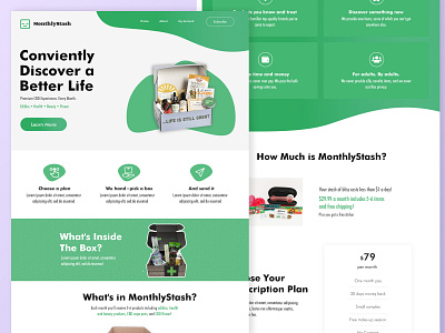 Monthly Subscription box website landing page design