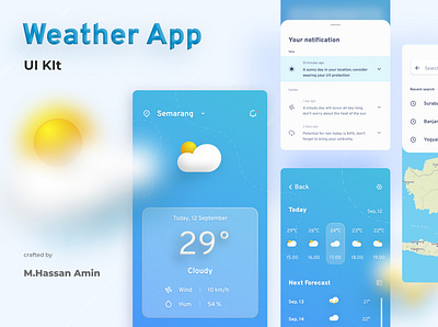 Weather Forecast App animation branding design graphic design icon illustration logo mobile app ui vector