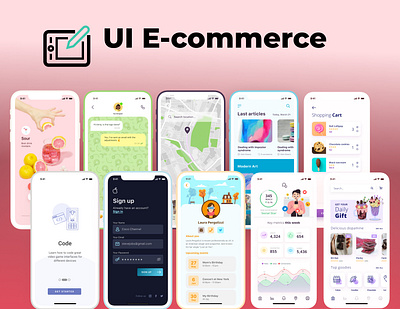 E-commerce app animation branding design graphic design icon illustration logo mobile app ui vector