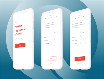 Welcher Typ Investor sind Sie? - Quiz, mobile design app design investor investortyp quiz redesign ui ux