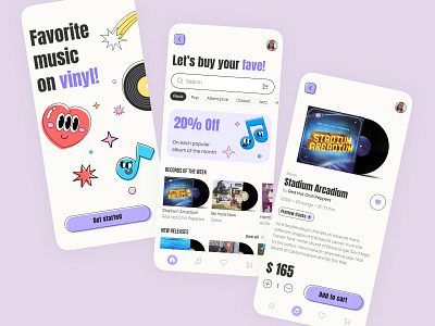 Vinyl store 🤘🏼 app color ecommerce ecommerce app illustration market mobile app mobile app design mobile ui music music app retro search shop store store app style ui ux vinyl