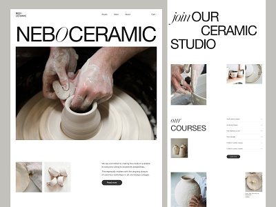 Neboceramic website ceramic ceramics ecommerce grid landing landing page light color logo minimal minimalistic pottery studio swiss swiss style ui ux web website white