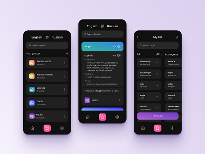 Language translating and learning App app design mobile redesign
