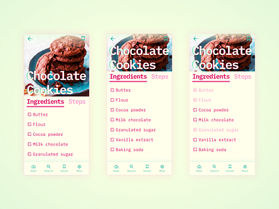 Cooking app - Ingredients app cookies cooking cooking app design mobile app mobile app design mobile ui personal project ui ux