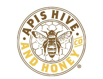 Apis Hive & Honey Co. :: Logo Updated bees beeswax branding bumblebee candle comb design emblem enzymes honey honeycomb icon label logo natural pollen pollinator raw seal wax