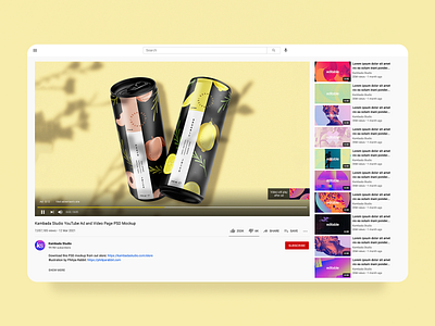 YouTube Ad and Video Page Mockup (PSD file) branding design illustration mockup mockup design photoshop psd template youtube