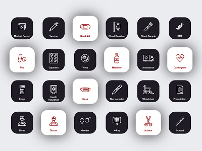 Medical Icons Set app design healthcare icon icon design icons set medical ui ux vector vector illustration web design