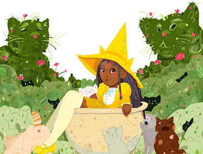 Cat witch characterdesign characters childrens book cover art illustration kidlit kidlitart