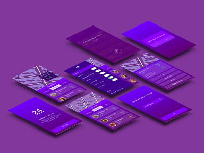 24 app button food interface maps mobile product purple search ui ux