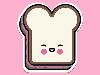 PB&J Sticker bread brown face illustration jelly pbj peanut butter pink purple sandwich sticker