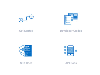 Icons for a Developer Doc Site api brand developer docs get started guides iconography icons sdk web website