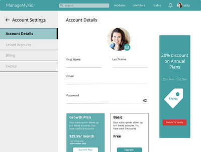 #UIDBootCamp Week 1 - Account Settings design typography ui user interface web