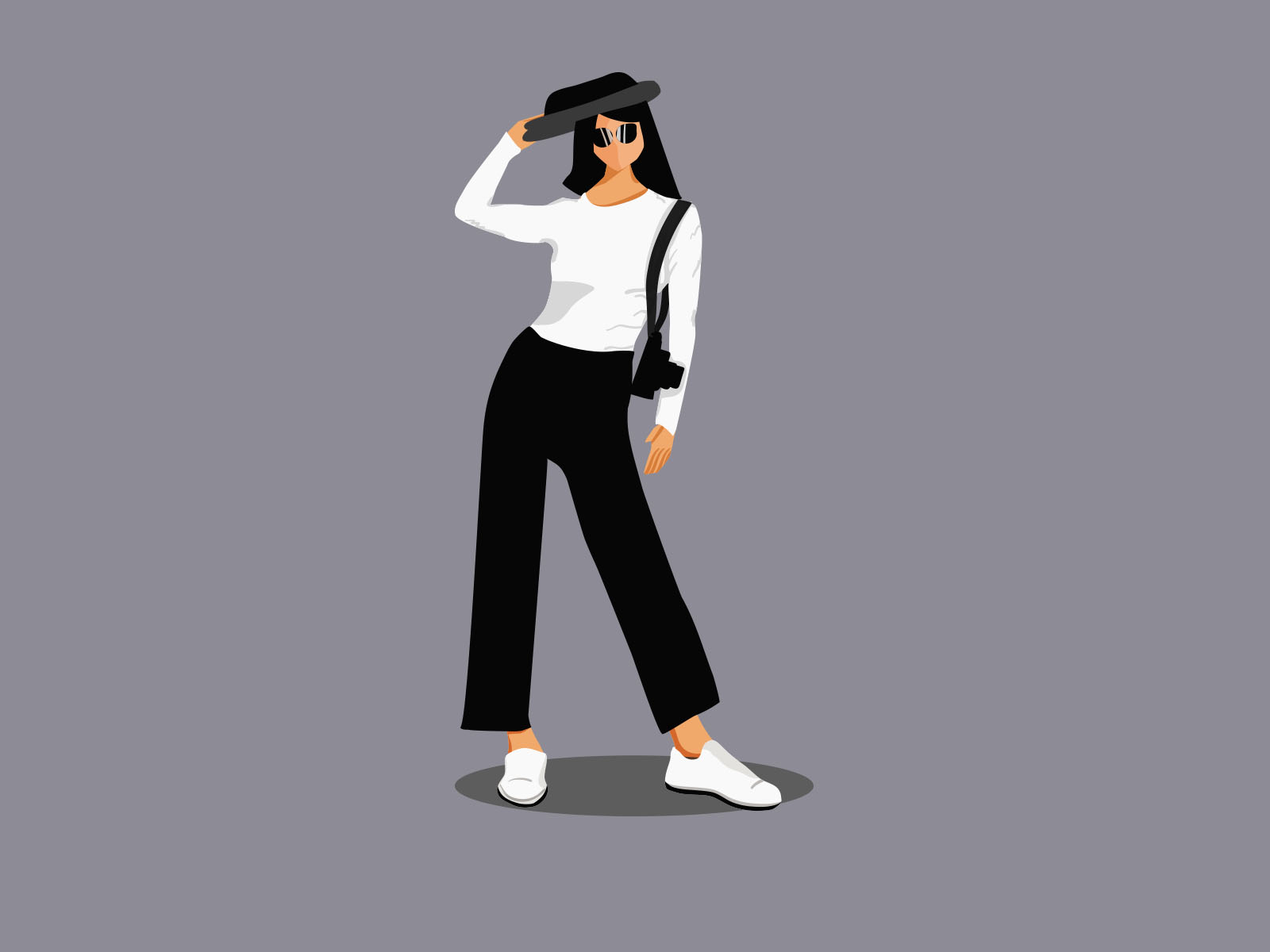 Flat Illustration Casual Fashion Women with Camera by Dianapuspa on ...