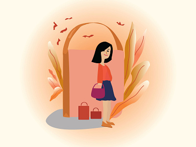 Flat illustration with girl and shopping bag branding design digital illustration fashion fashion illustration flat illustration flatdesign icon illustration illustrator logo vector vector illustration vectors