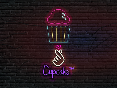 Neon Cupcake branding design digital illustration flatdesign food illustration icon icons logo neon neon light vector vector illustration vectors